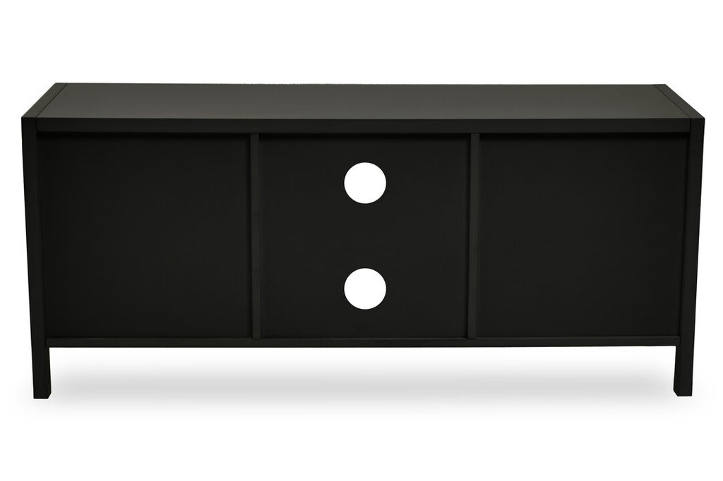 Shaniya Black Wood and Rattan Media Unit