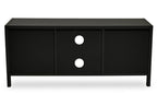 Shaniya Black Wood and Rattan Media Unit