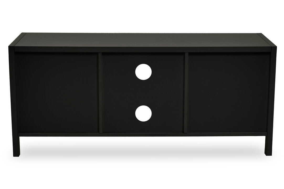 Shaniya Black Wood and Rattan Media Unit