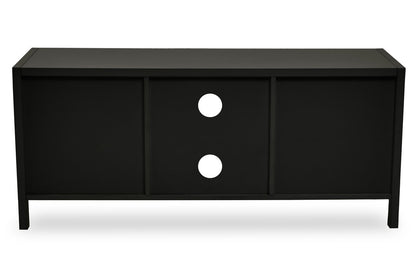 Shaniya Black Wood and Rattan Media Unit