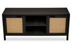 Shaniya Black Wood and Rattan Media Unit