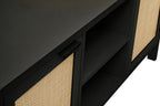 Shaniya Black Wood and Rattan Media Unit