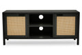 Shaniya Black Wood and Rattan Media Unit