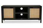 Shaniya Black Wood and Rattan Media Unit