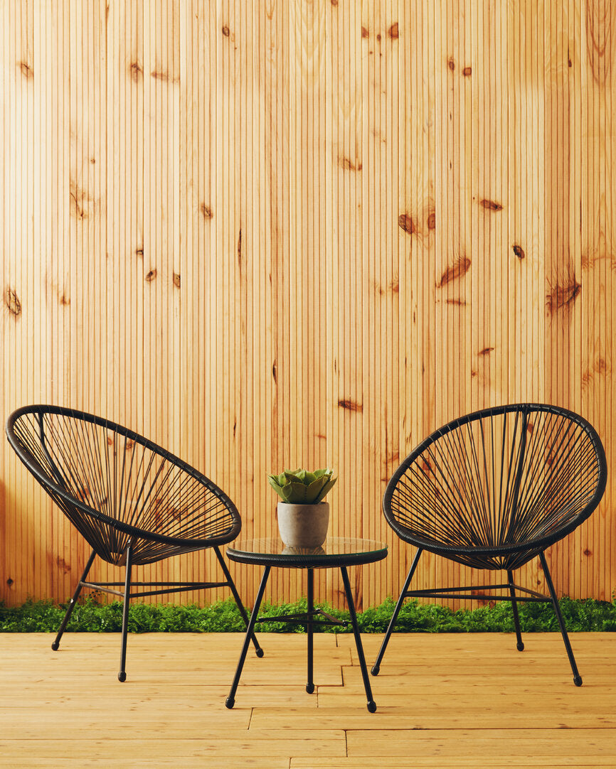 Milan Black Rattan 3 Piece Patio Set
