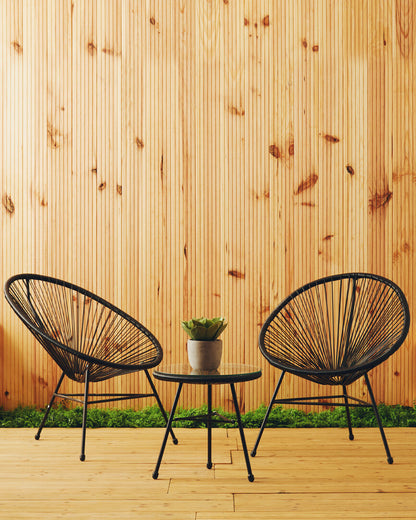 Milan Black Rattan 3 Piece Patio Set