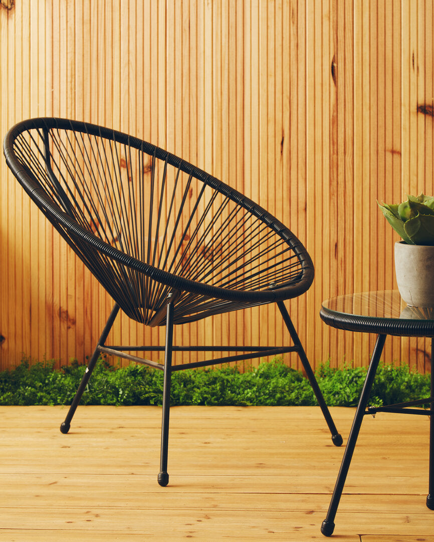 Milan Black Rattan 3 Piece Patio Set