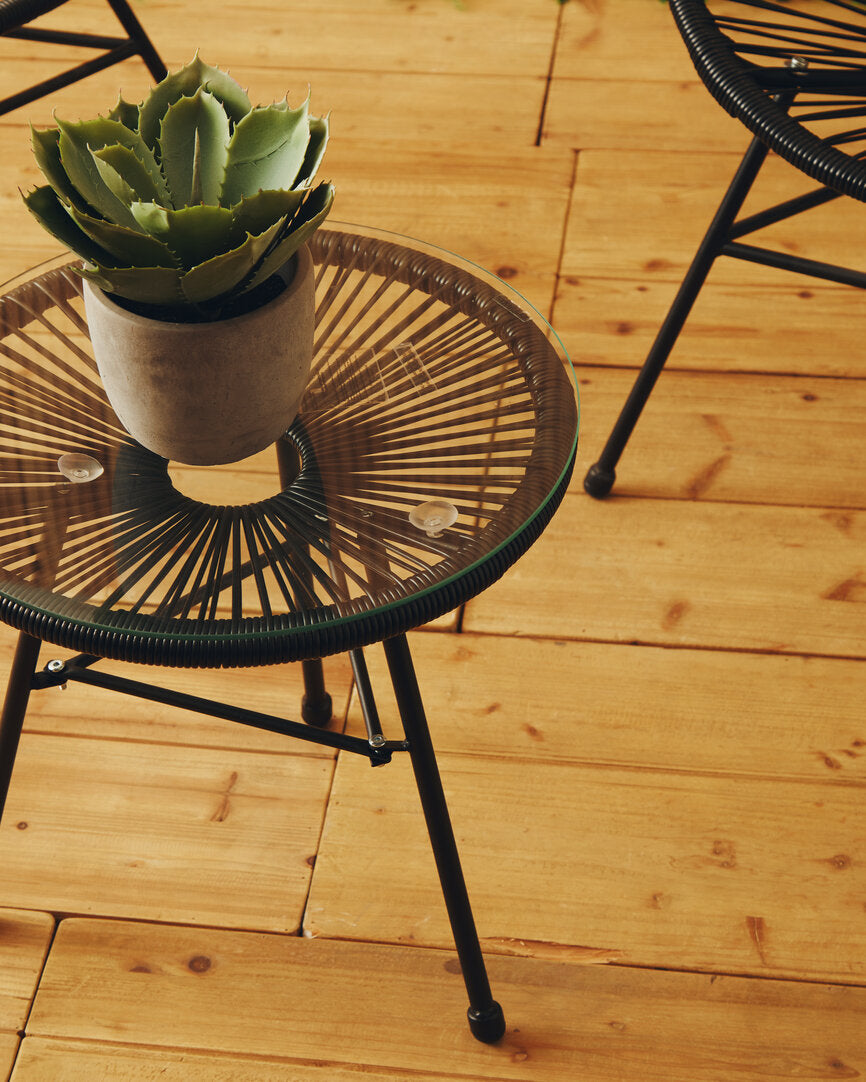 Milan Black Rattan 3 Piece Patio Set