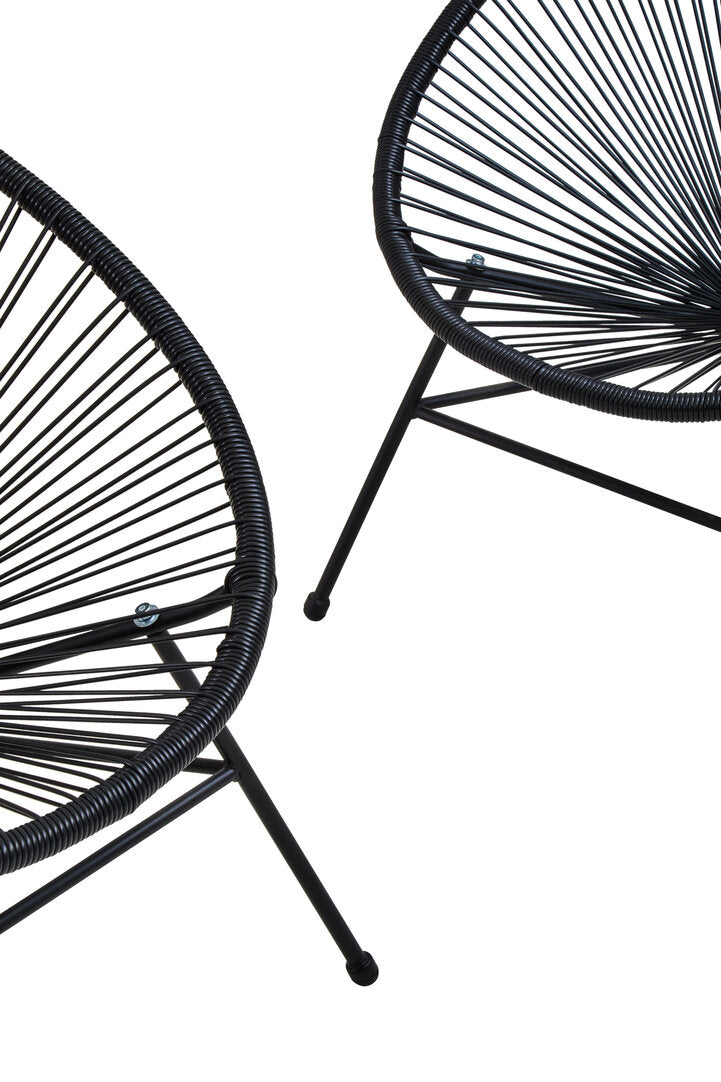 Milan Black Rattan 3 Piece Patio Set