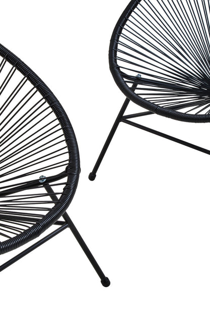 Milan Black Rattan 3 Piece Patio Set