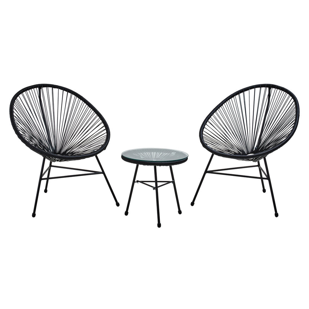 Milan Black Rattan 3 Piece Patio Set