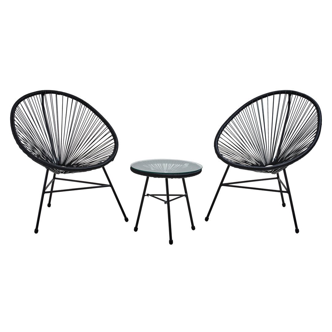 Milan Black Rattan 3 Piece Patio Set