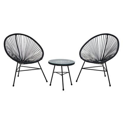 Milan Black Rattan 3 Piece Patio Set