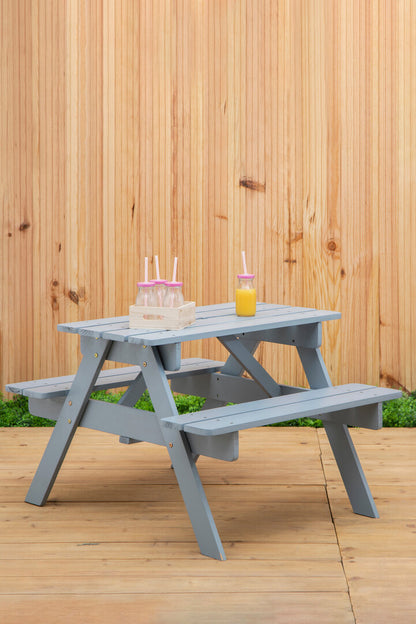 Benson Grey Finish Wood Kids Picnic Bench