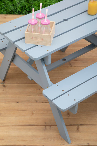 Benson Grey Finish Wood Kids Picnic Bench