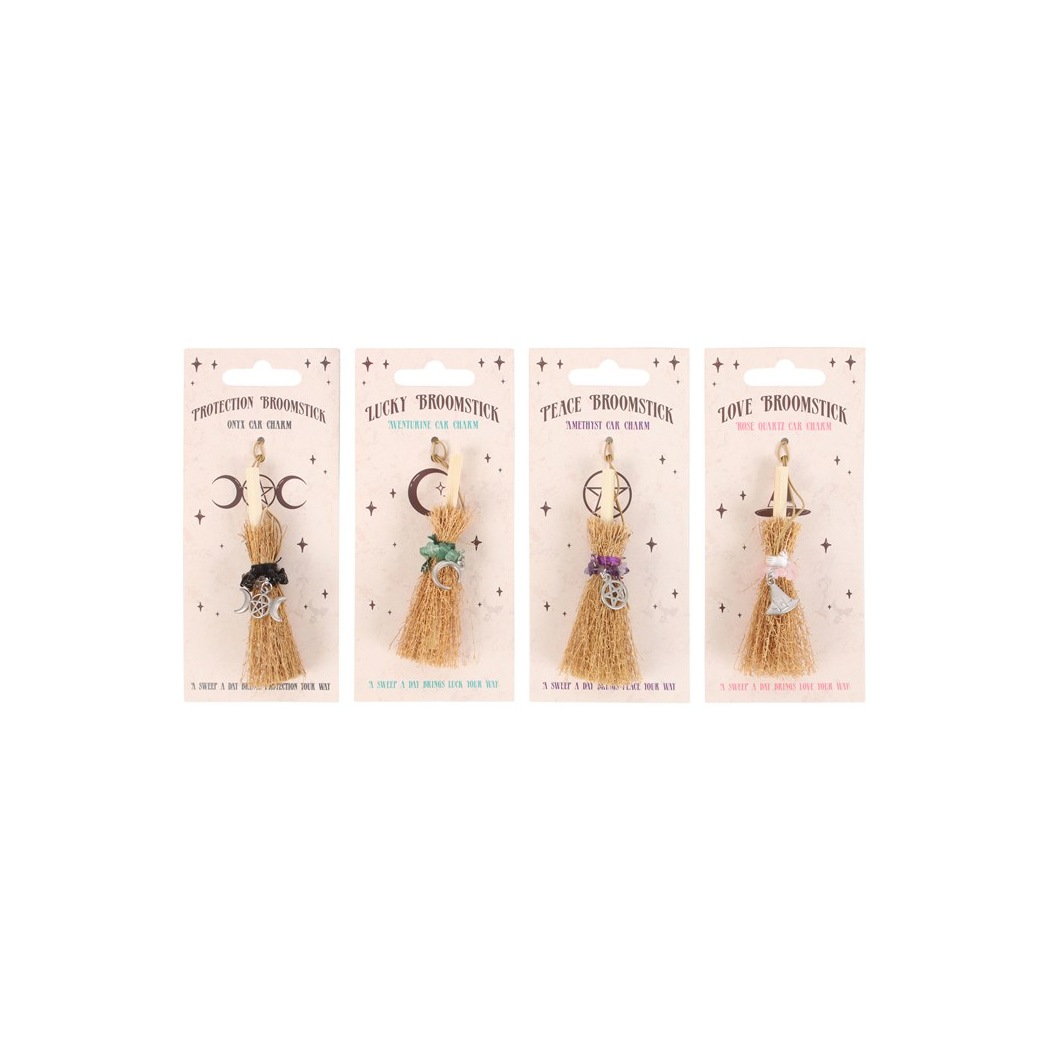 Pack of 12 Lucky Crystal Broomstick Car Charms
