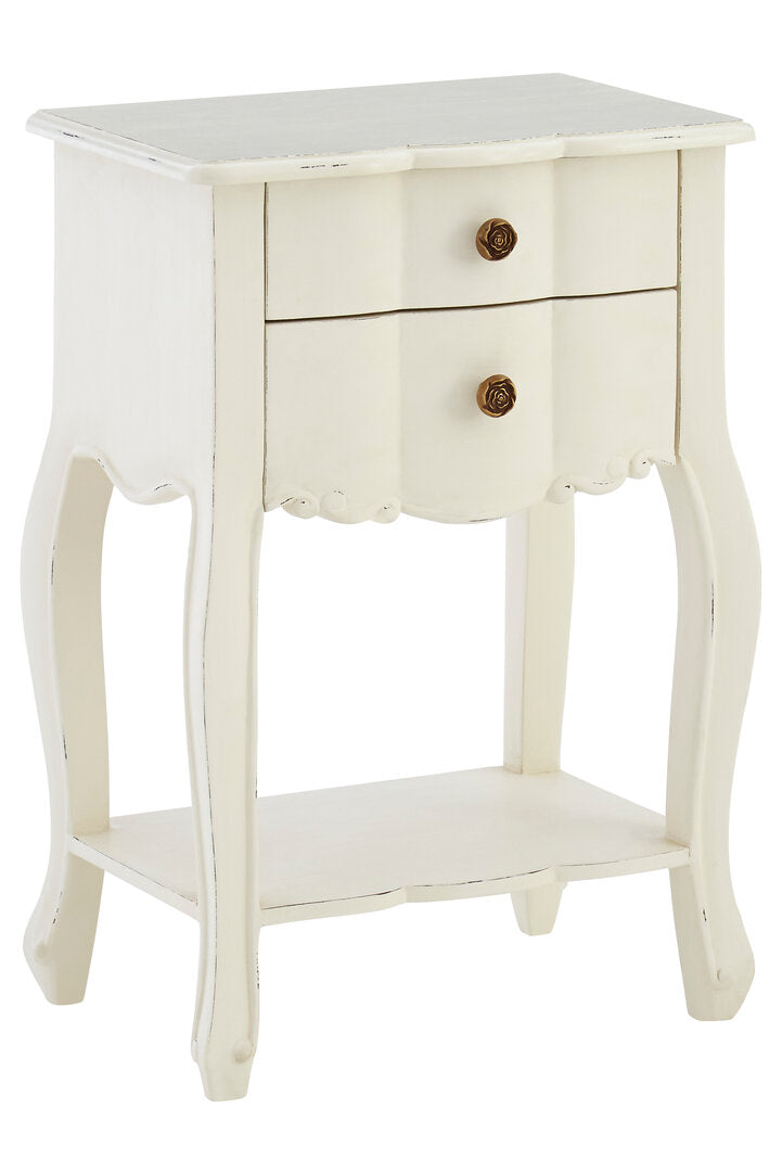 Larissa 2 Drawer White Bedside Table
