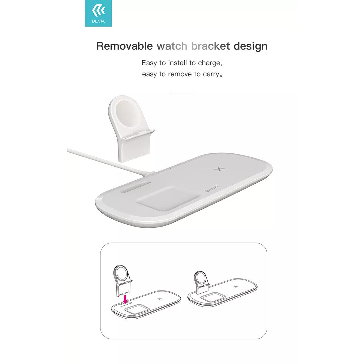Devia 15W Triple Wireless Magnetic Charging Pad for Apple iPhone, Airpods & Watch