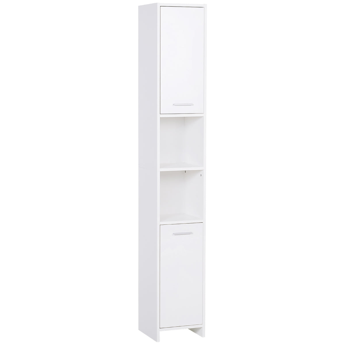 Tall Bathroom Storage Cabinet with Three-position Adjustable Shelves For Neutral Style, Hallway White