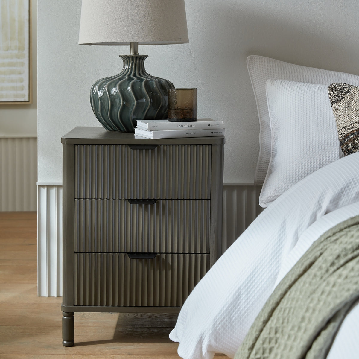 Reed Collection 3 Drawer Bedside Table