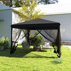 Outsunny 3 x 3 m Pop Up Gazebo, 420D Garden Tent Canopy with Removable Mesh Sidewall Netting, Carry Bag for Garden Patio Outdoor, Black
