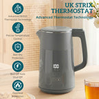 Electric Kettle, 1.7L Fast Boil 3kW Water Kettle with UK Strix Thermostat, LED Display, Keep Warm Function, Grey