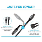 Maplin USB-C to USB-A 60W Braided Cable - Grey