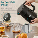 Electric Kettle, 1.7L Fast Boil 3kW Water Kettle with UK Strix Thermostat, LED Display, Keep Warm Function, Black