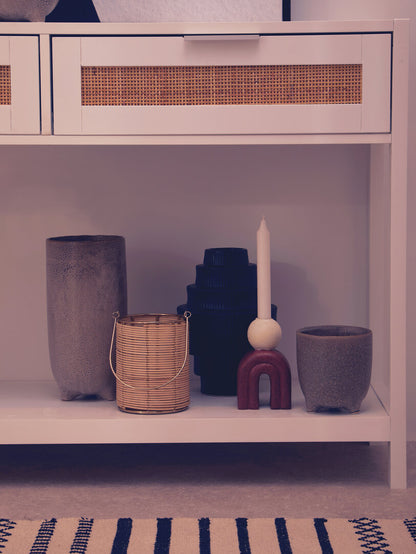Shaniya White Wood and Rattan Two Drawer Console Table