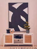 Shaniya White Wood and Rattan Media Unit