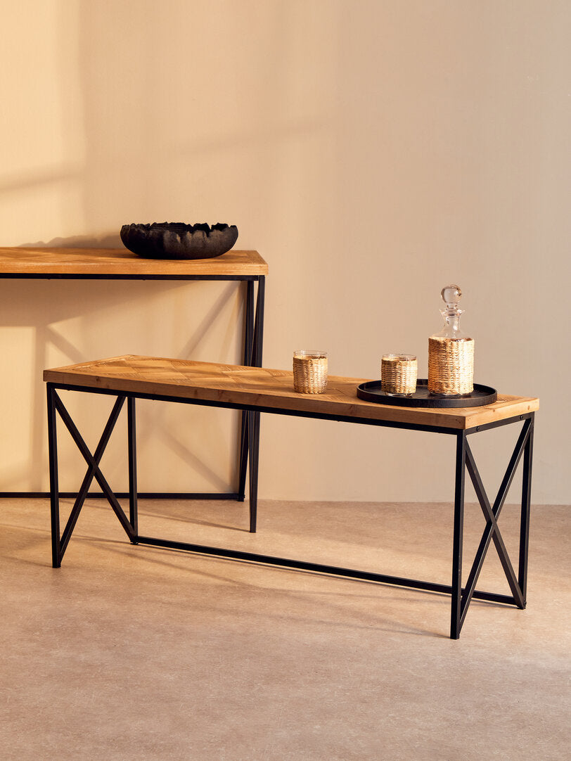 Kendra Parquet Fir Wood Coffee Table