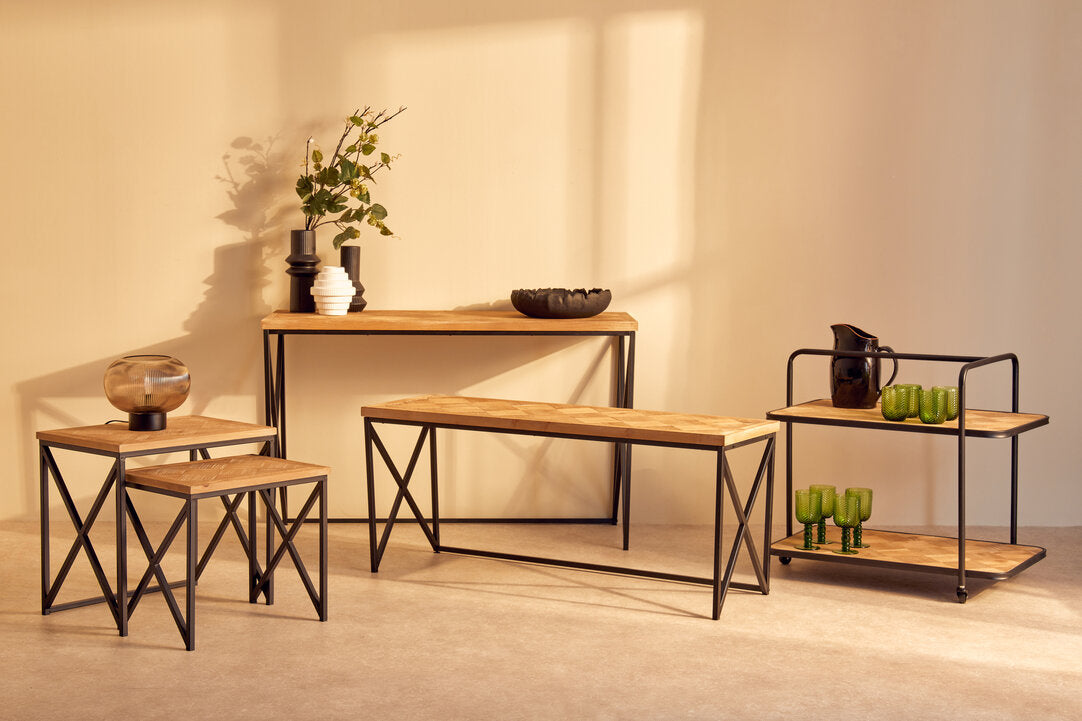 Kendra Parquet Fir Wood Trolley
