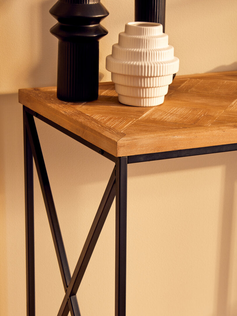 Kendra Parquet Fir Wood Console Table