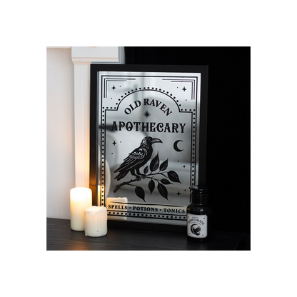 Old Raven Apothecary Mirrored Wall Art
