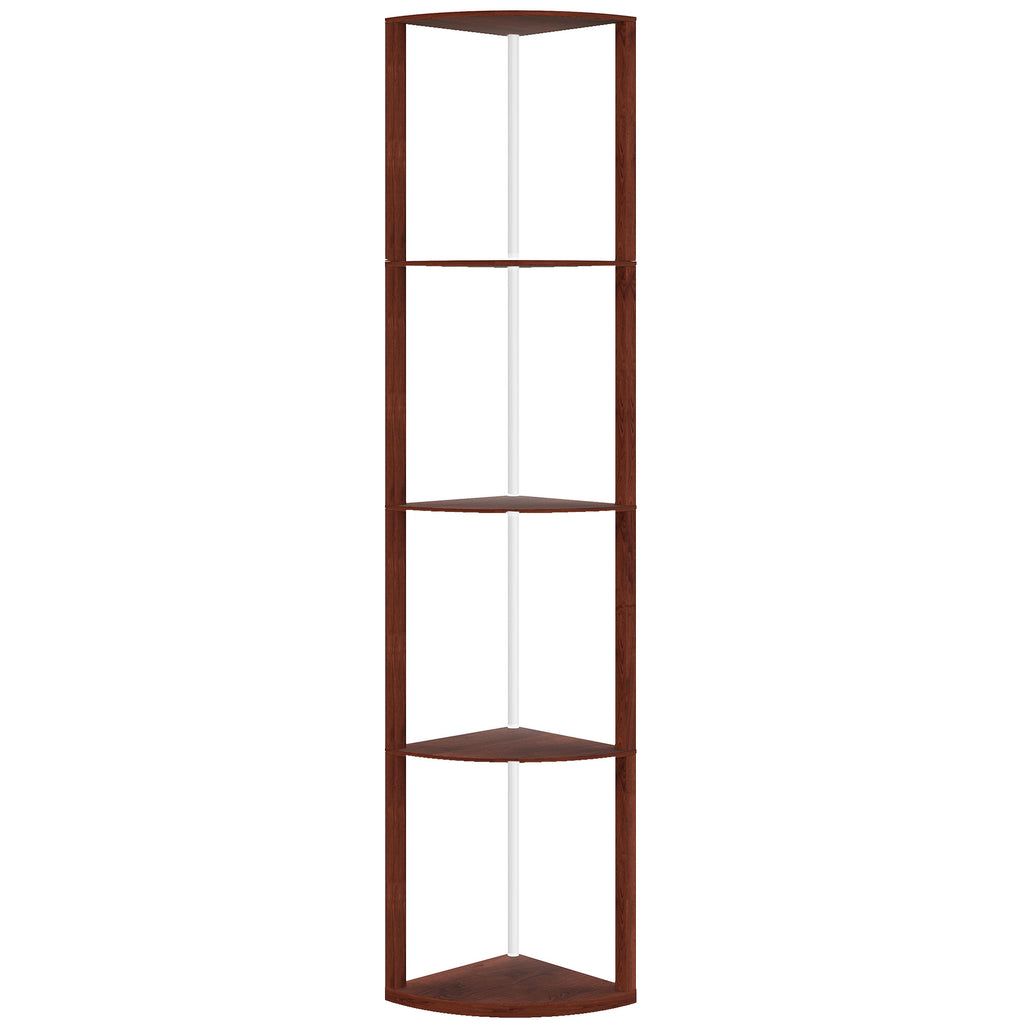 RGB Standing Lamp with Shelves, 4-Tier LED Floor Lamp with Multiple Lighting Modes, Brown