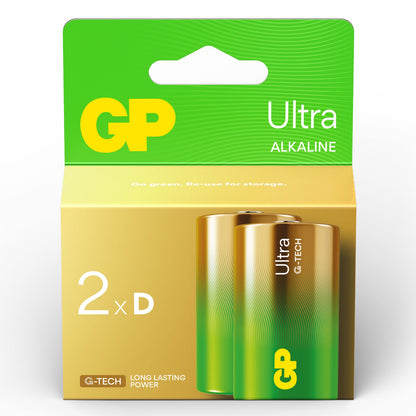 GP Ultra Alkaline D Batteries - Pack of 2
