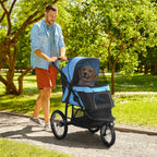 PawHut Foldable Pet stroller, Dog Buggy with Three Wheels, for Small/Medium Dogs, Blue