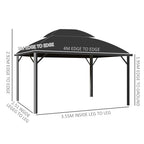 Outsunny 4 x 3m Aluminium Frame Hard Gazebo, with Accessories - Black
