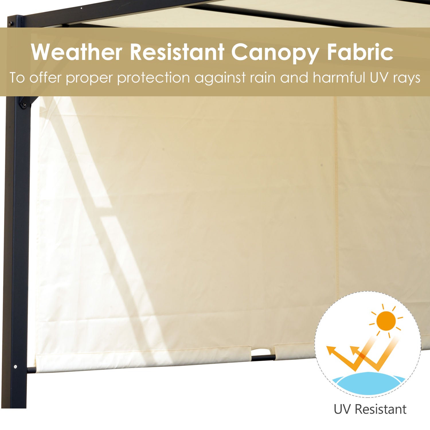 Outsunny Metal Pergola With Canopy Sliding Pergola Canopy 3Lx3Wx2.3H m Garden Gazebo Party Tent Sun Shelter Cover - Cream White/Black
