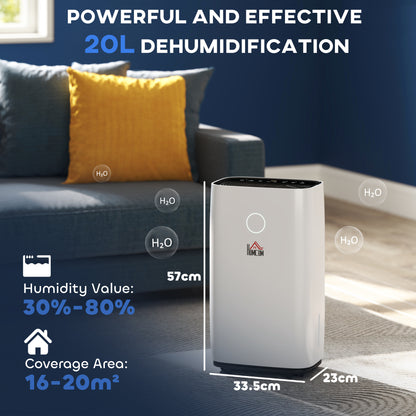 20L/Day Portable Dehumidifier for Home, with LED Screen, Sleep Mode, 24H Timer, 4L Water Tank, Electric Air Dehumidifier for Damp Laundry Bedroom Basement