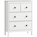 HOMCOM Modern Chest of Drawers, 4 Drawer Dresser Clothes Storage Organiser for Living Room, Hallway, Entryway, White