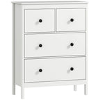 HOMCOM Modern Chest of Drawers, 4 Drawer Dresser Clothes Storage Organiser for Living Room, Hallway, Entryway, White