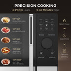 23L 800W Microwave Oven, Digital Solo Microwave with 10 Power Levels, Automatic Defrost, 8 Auto Cook Menus, 60 Minutes Timer, Clock, Easy Clean, Small Black Microwave