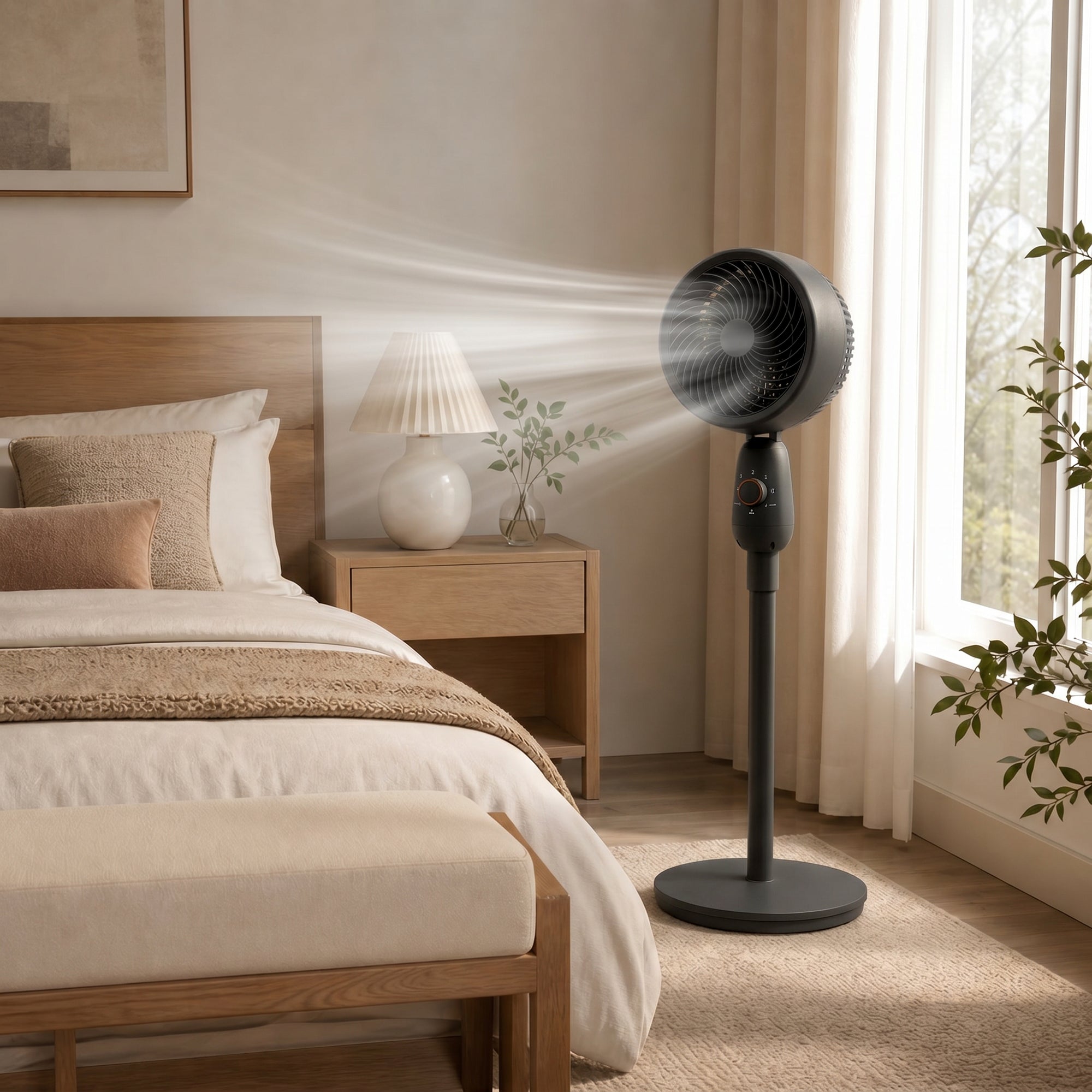 Pedestal Fan, Powerful Air Circulator, 36 Inch Floor Standing Fan with 3 Speed Settings, 70° Oscillating for Bedroom, Home and Office, Black