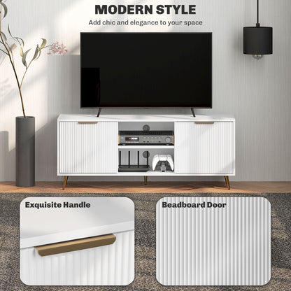 Modern TV Stand Cabinet for TVs up to 55", TV Unit with 2 Open Shelves and 2 Cabinets, Entertainment Centre with Cable Management for Living Room, White