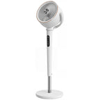 20dB Silent Standing Fan, 70°+90° Auto Oscillating Fan with 12 Speeds, LED Light, Air Circulator, Remote Control, 12H Timer, for Bedroom, 46 Inch, White