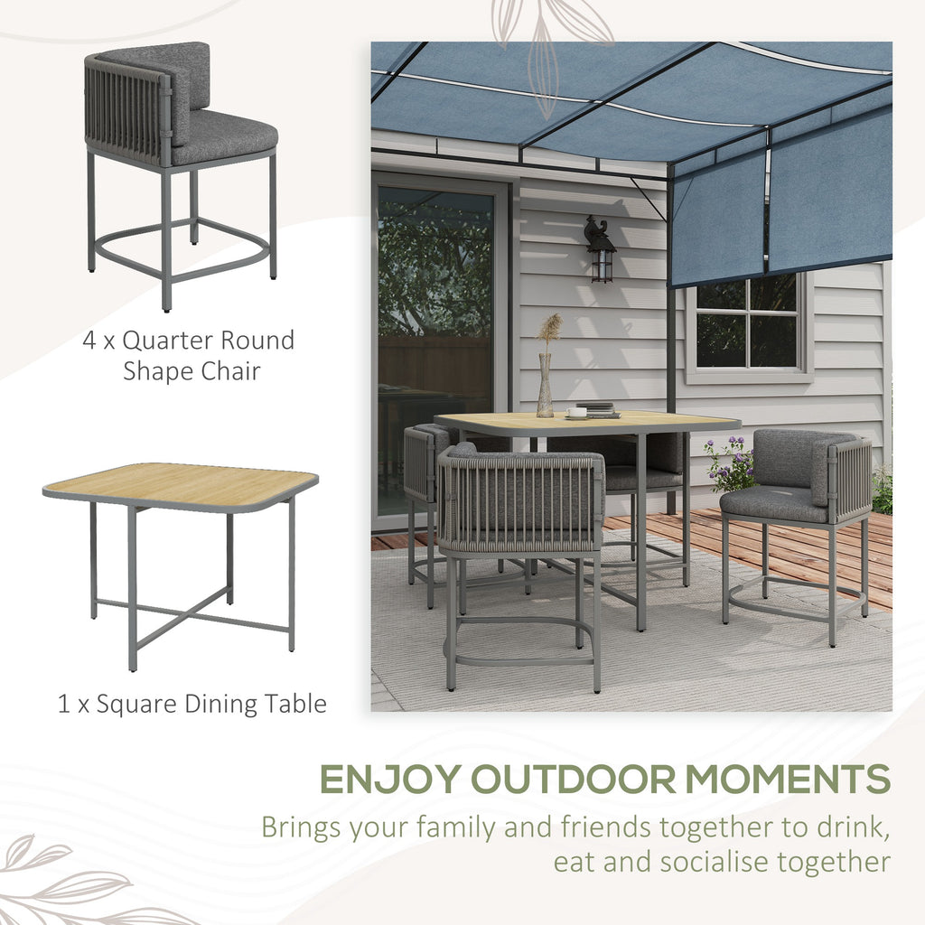 Outsunny 4-Seater Rattan Cube Garden Furniture Set with Cushions - Grey