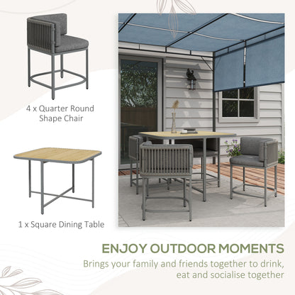 Outsunny 4-Seater Rattan Cube Garden Furniture Set with Cushions - Grey