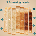 2 Slice Toaster with 7 Browning Levels, Reheat, Defrost and Cancel Functions