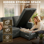 HOMCOM Pull Out Sofa Bed with 113 x 49cm storage space - Charcoal Grey